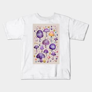 Purple Mushrooms Kids T-Shirt